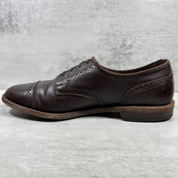 Allen Edmonds Brogue Medallion Cap Toe Derby Shoes - Men\'s Size 10 D - Brown